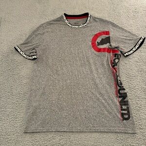 Ecko Unltd Shirt Men Small‎ Gray Black White Mock Neck Gym Athletic Vintage Y2k